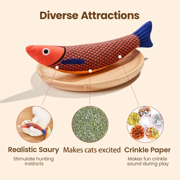 3 Pcs Realistic Fish Cat Chew Toys