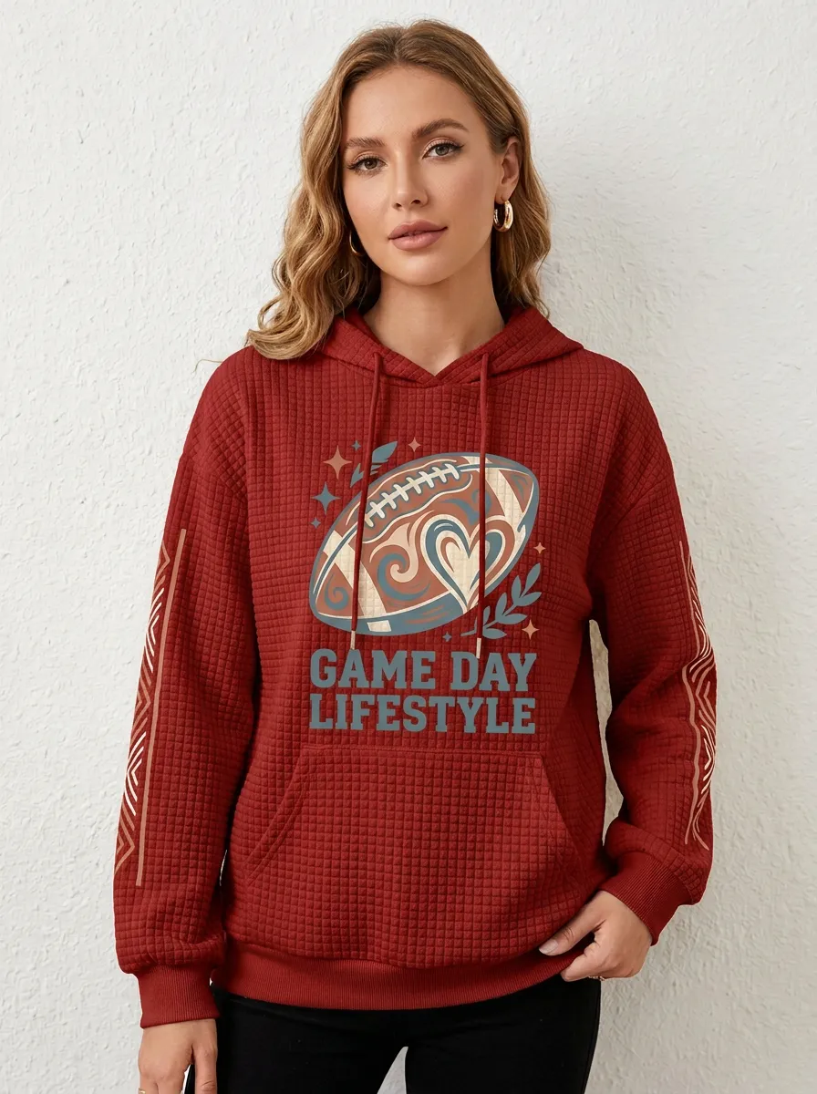 Women's Football Game Day Lifestyle Heart Graphic Printed Hoodie