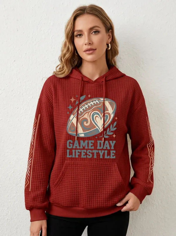 Women's Football Game Day Lifestyle Heart Graphic Printed Hoodie