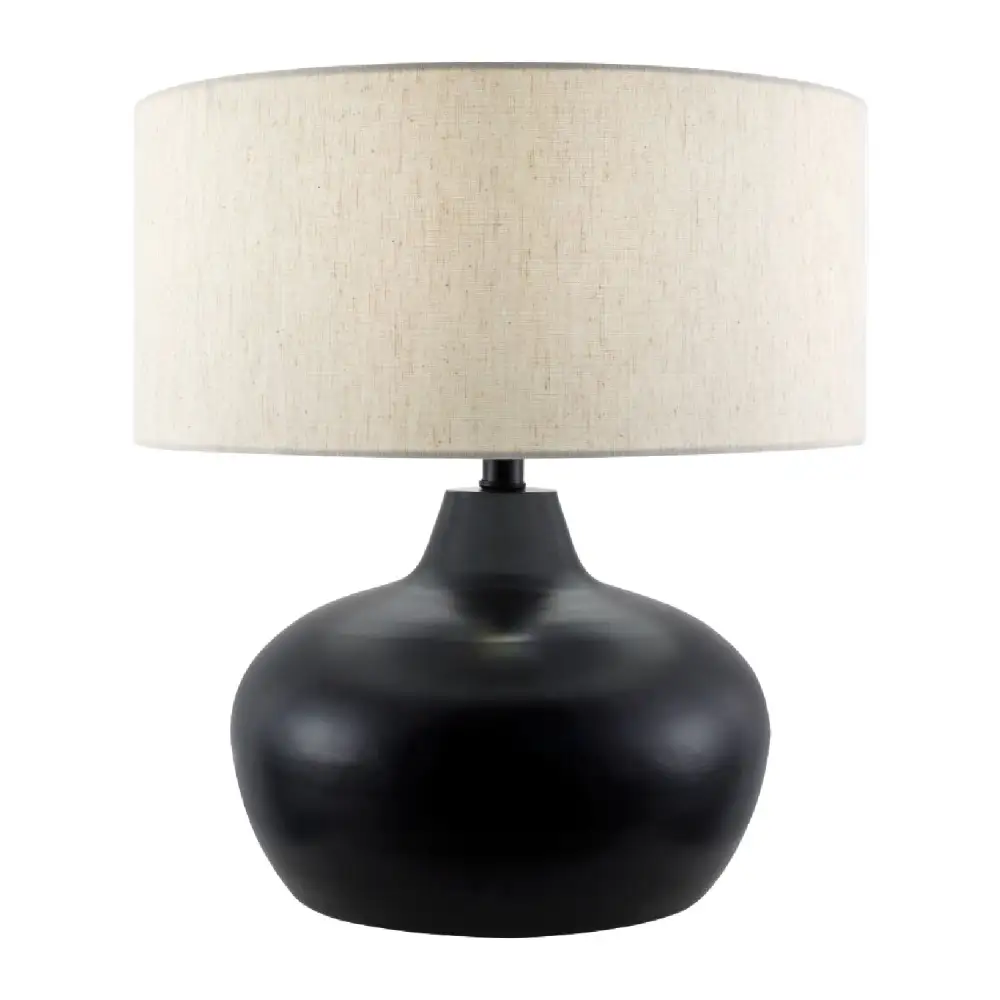 Cotton Shade Metal Iron Wood Table Lamp
