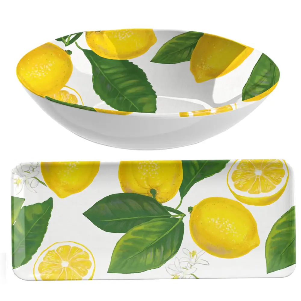 Lemon Fresh Melamine Salad and Nibbles Serving Set