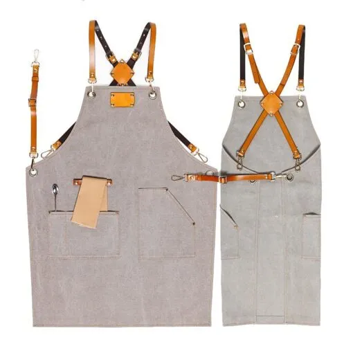 Everyday Canvas Leather Strap Crossback Kitchen Work Apron