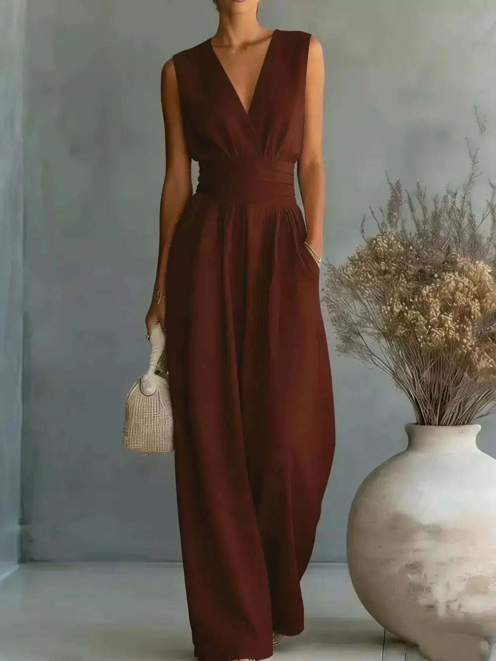 Plus Size Sleeveless Wide Leg Jumpsuit