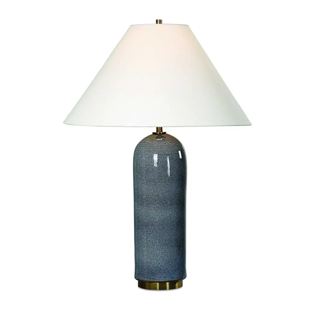 Tapered Ceramic Brass Linen Table Lamp