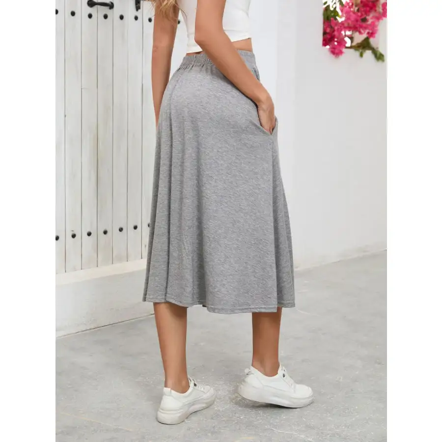 Elastic Waist Skirt with Pockets