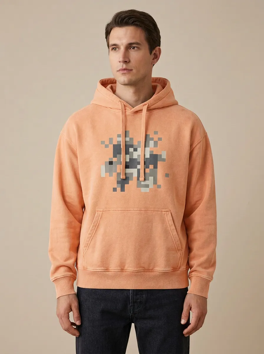 Men's Gamer Pixel Art Camo Print Hoodie