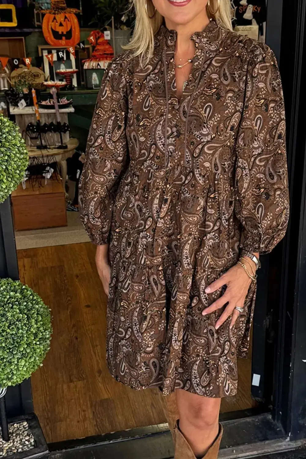 Wearable Cut Paisley Print Mini Dress