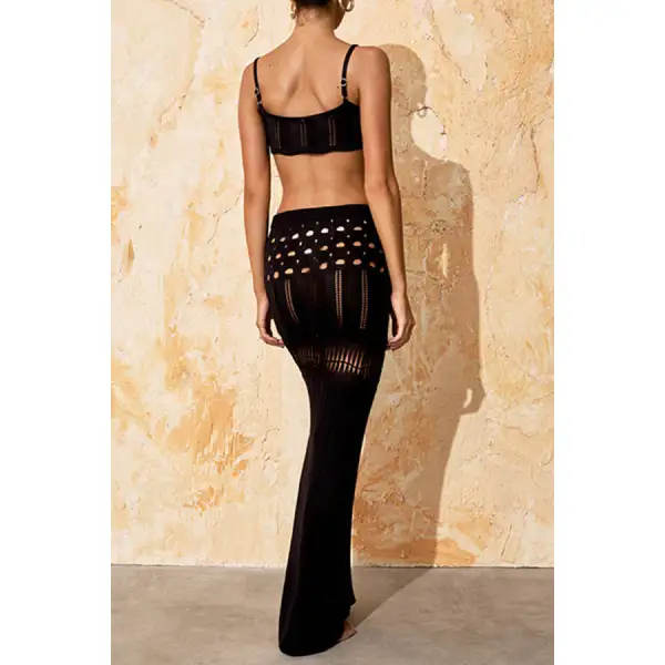 Women's Scoop-Neck Openwork Swimsuit Cover-Up Set