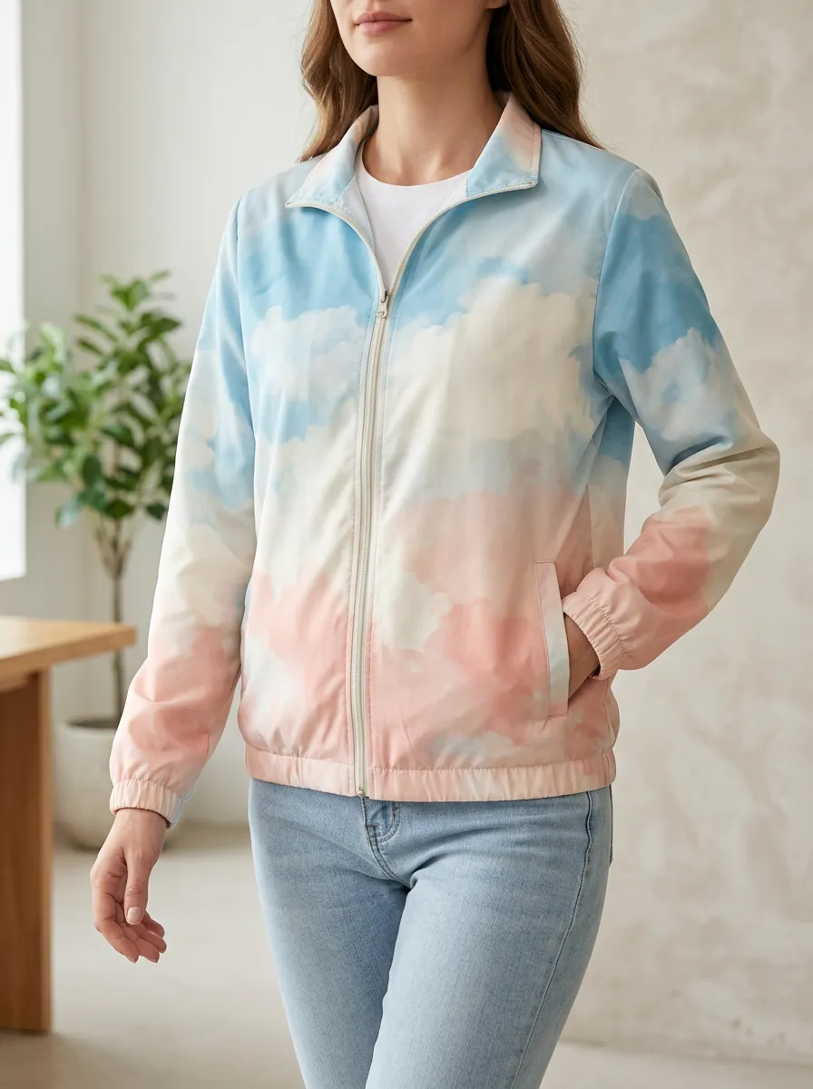 Women's Sky Cloud Aesthetic Pastel Printed Jacket