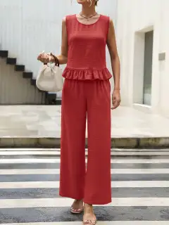 Ruffled Pants Matching Set