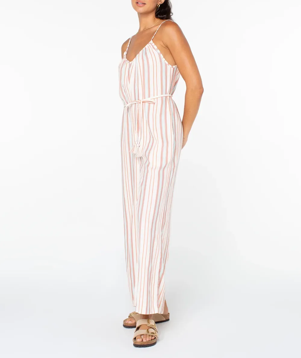 Striped V-Neck Halter Top With Sleeves