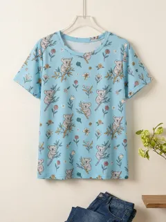Nature-Inspired Floral Women's Loose Printed T-Shirt