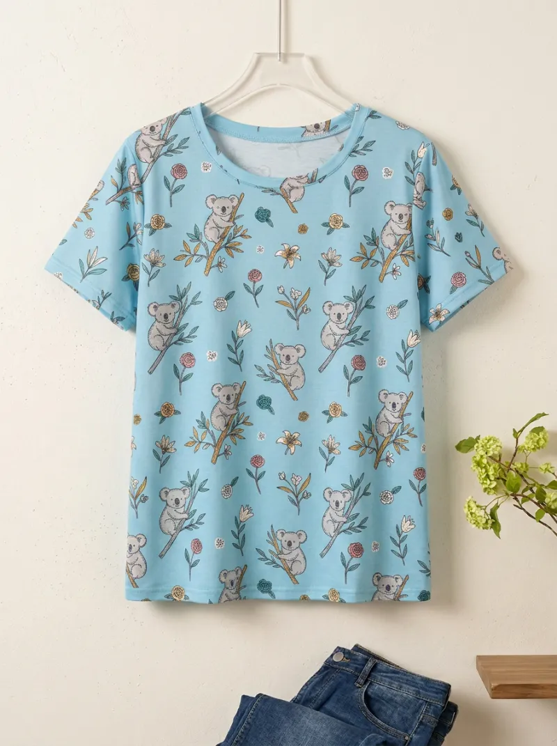 Nature-Inspired Floral Women's Loose Printed T-Shirt