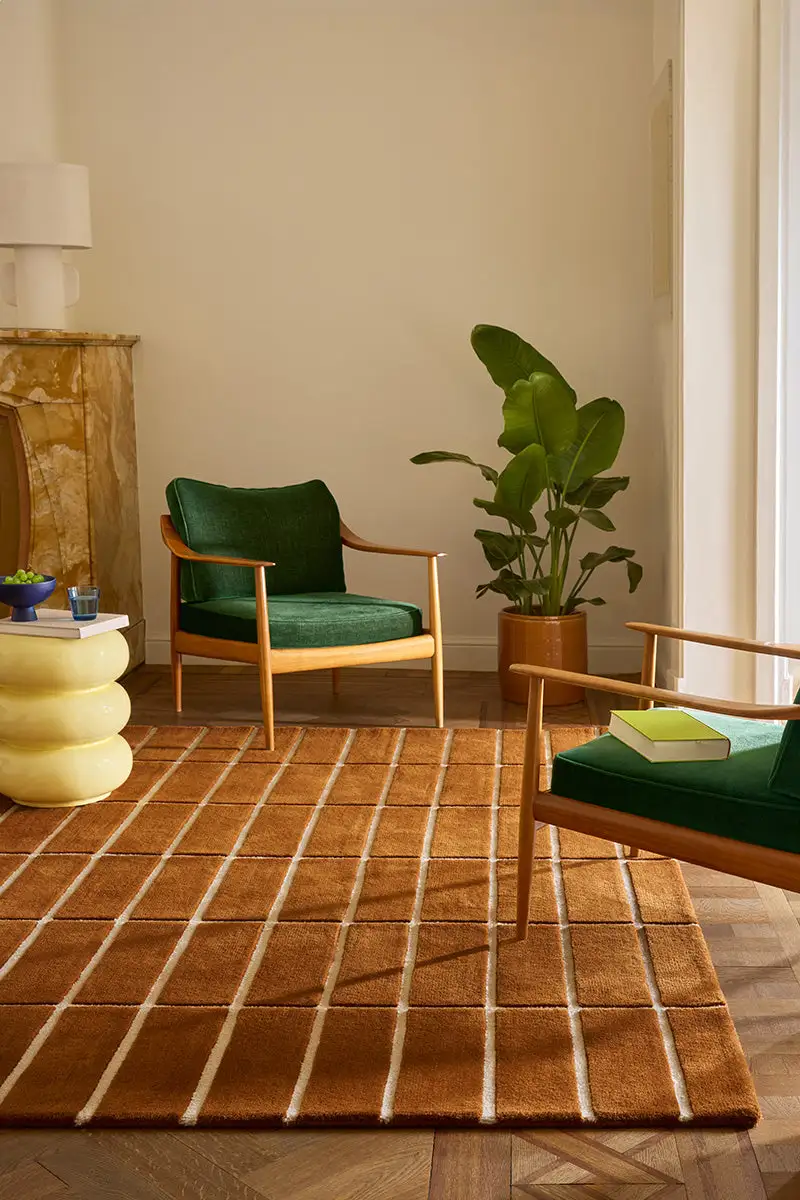 Wool Tufted Geometric Polished Area Rug