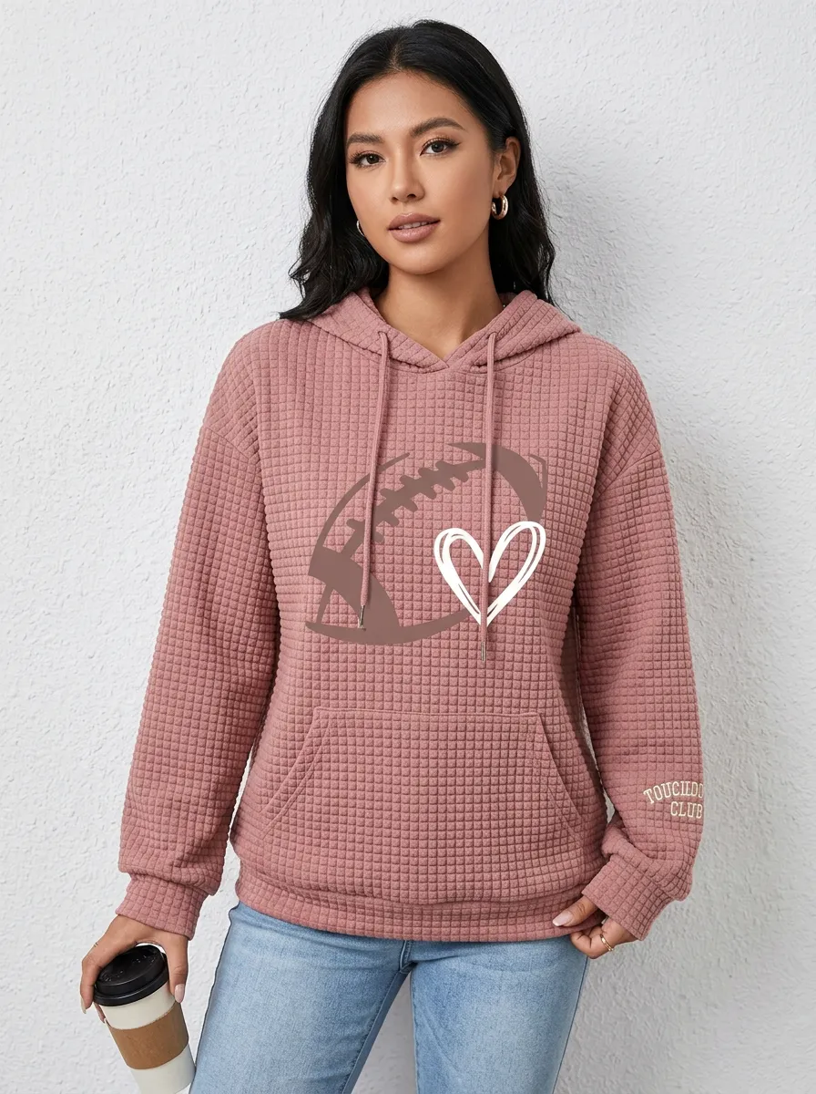 Women's Classic Heritage Inspired Gridiron Heart Ball Love Graphic Hoodie