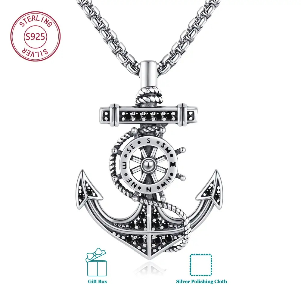Pendant Anchor Compass Men's Necklace