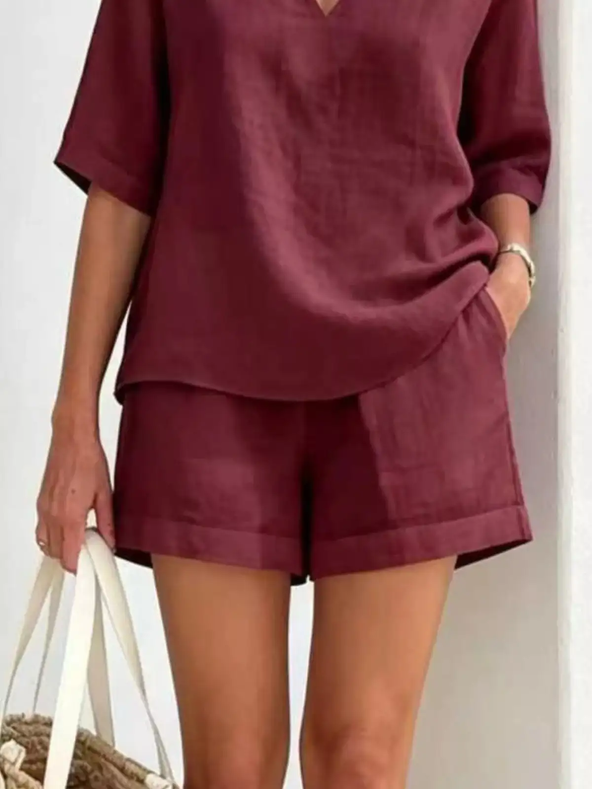 Tailored Refined Pocketed Top and Shorts Matching Set