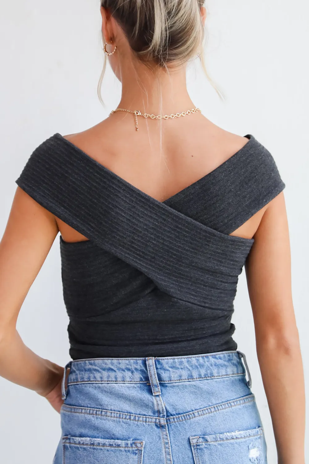 Skinny Knit Crossover Tank