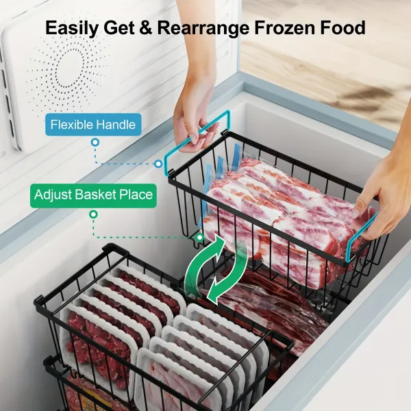 Stackable Wire Freezer Storage Baskets, Kitchen Tool for Frozen Food Organization