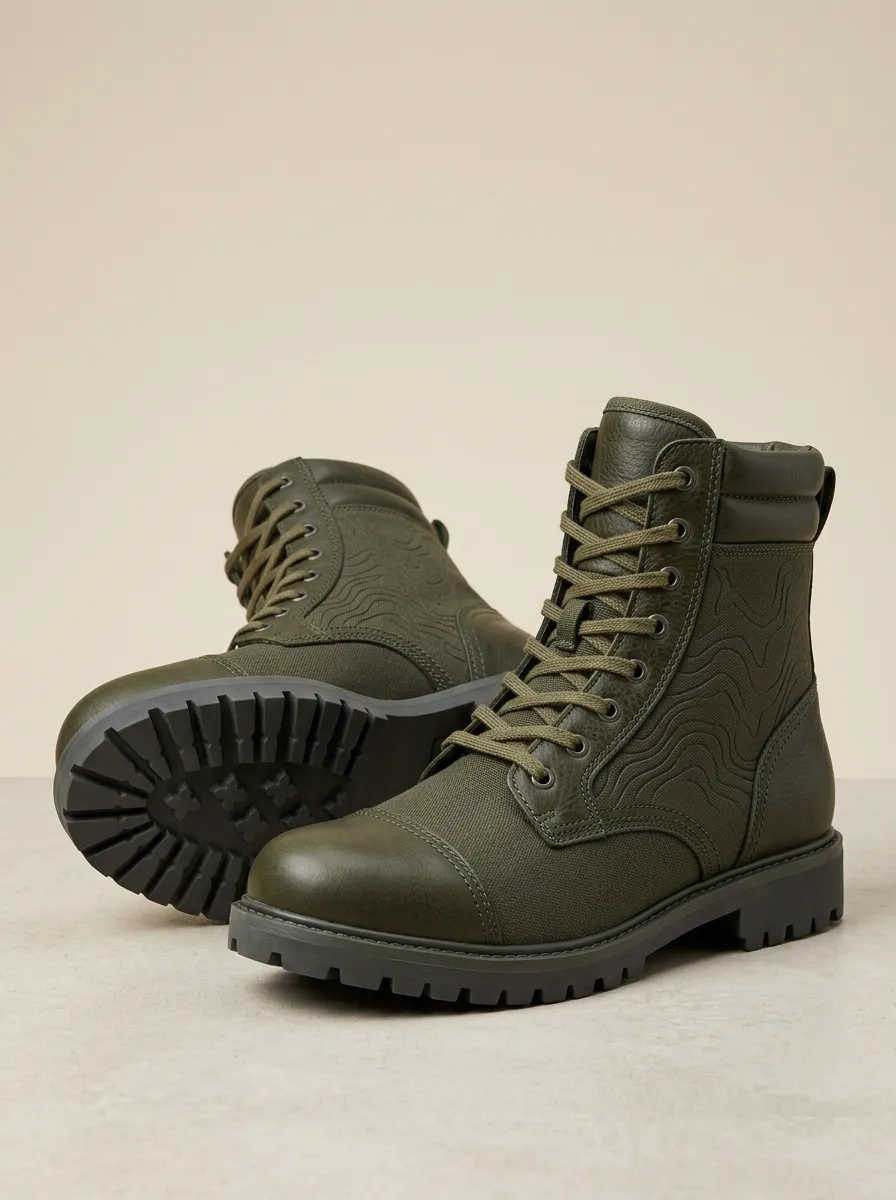 Unisex Casual Outdoor Enthusiast Topographic Pattern Print Work Boots