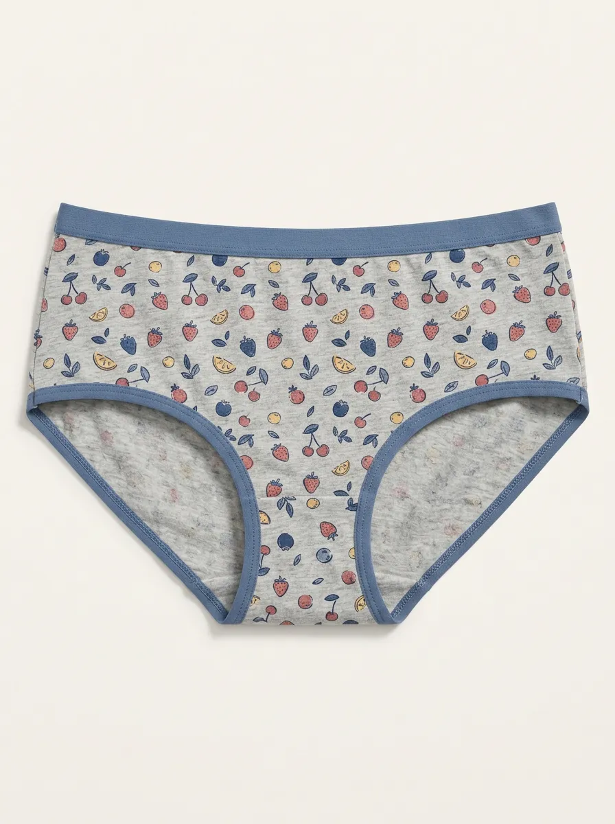 Women's Patterned Panties with Fruit Berry Detail