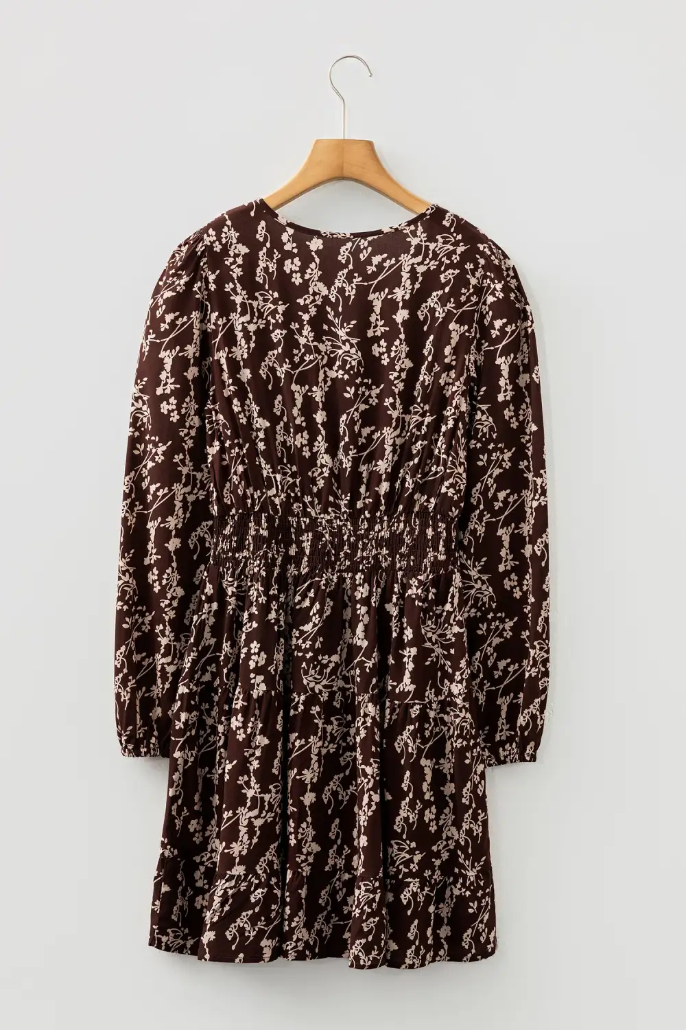 Lightweight Feel Floral Printed Split Neck Mini Dress