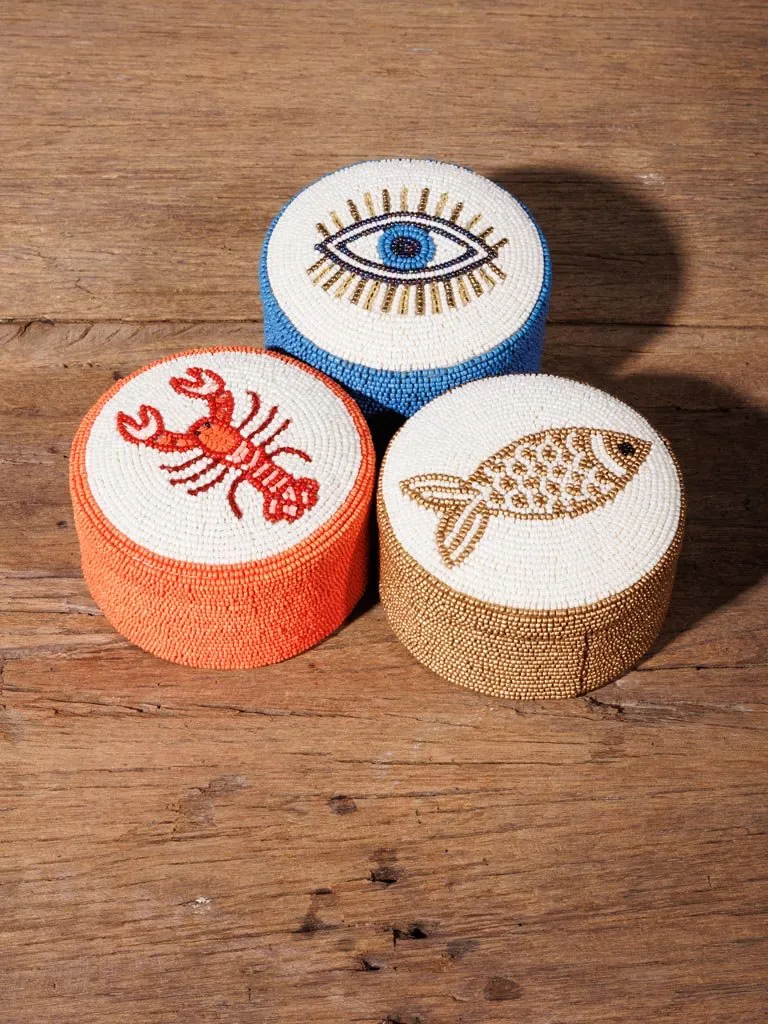 Beaded Round Accent Storage Box