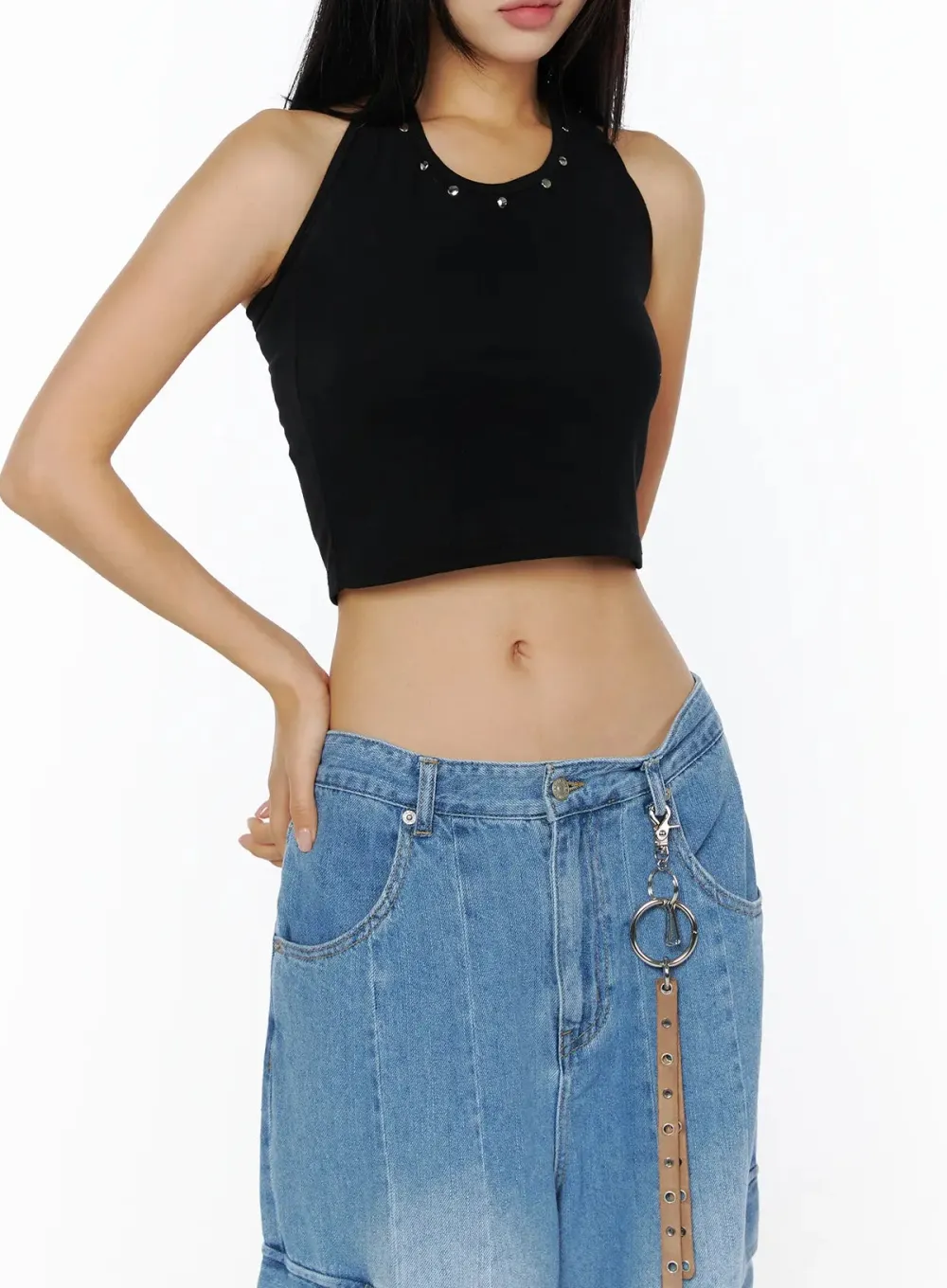 Minimalist Studded Halter Tank Top