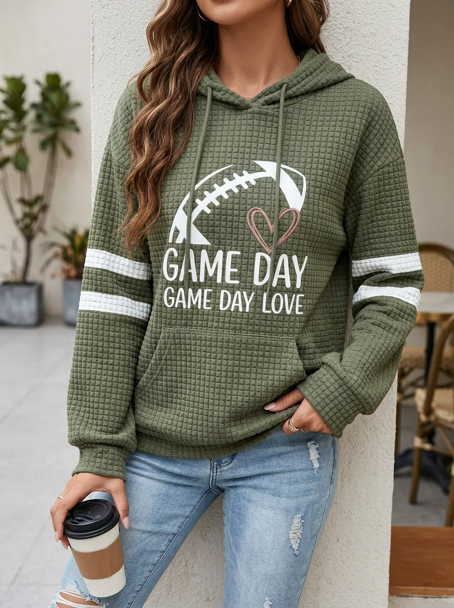 Women's Gridiron Day Heart Waffle Hoodie