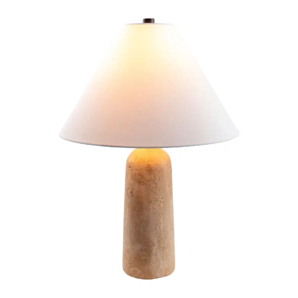 Art Deco Empire Shade Modern Travertine Metal Table Lamp
