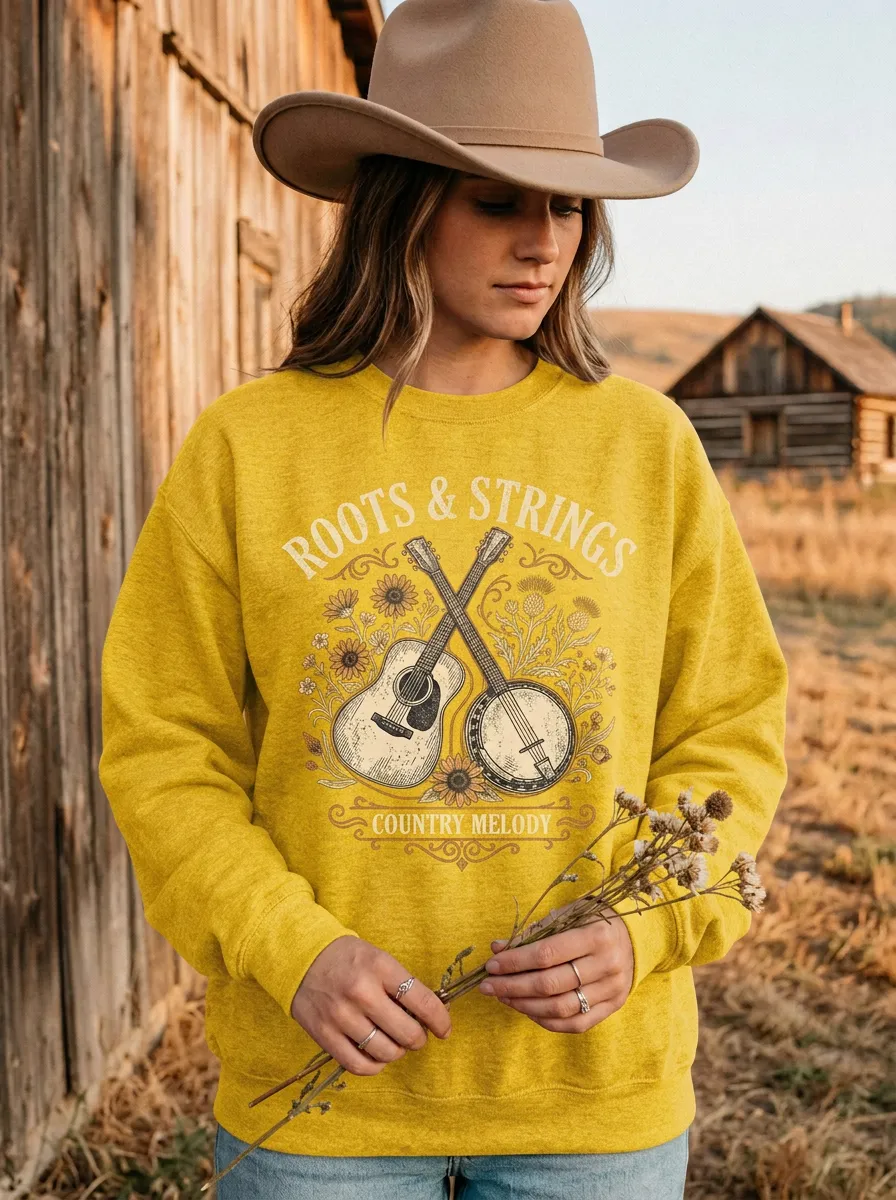 Western Guitar Women's Country Music Crew Neck Sweatshirt