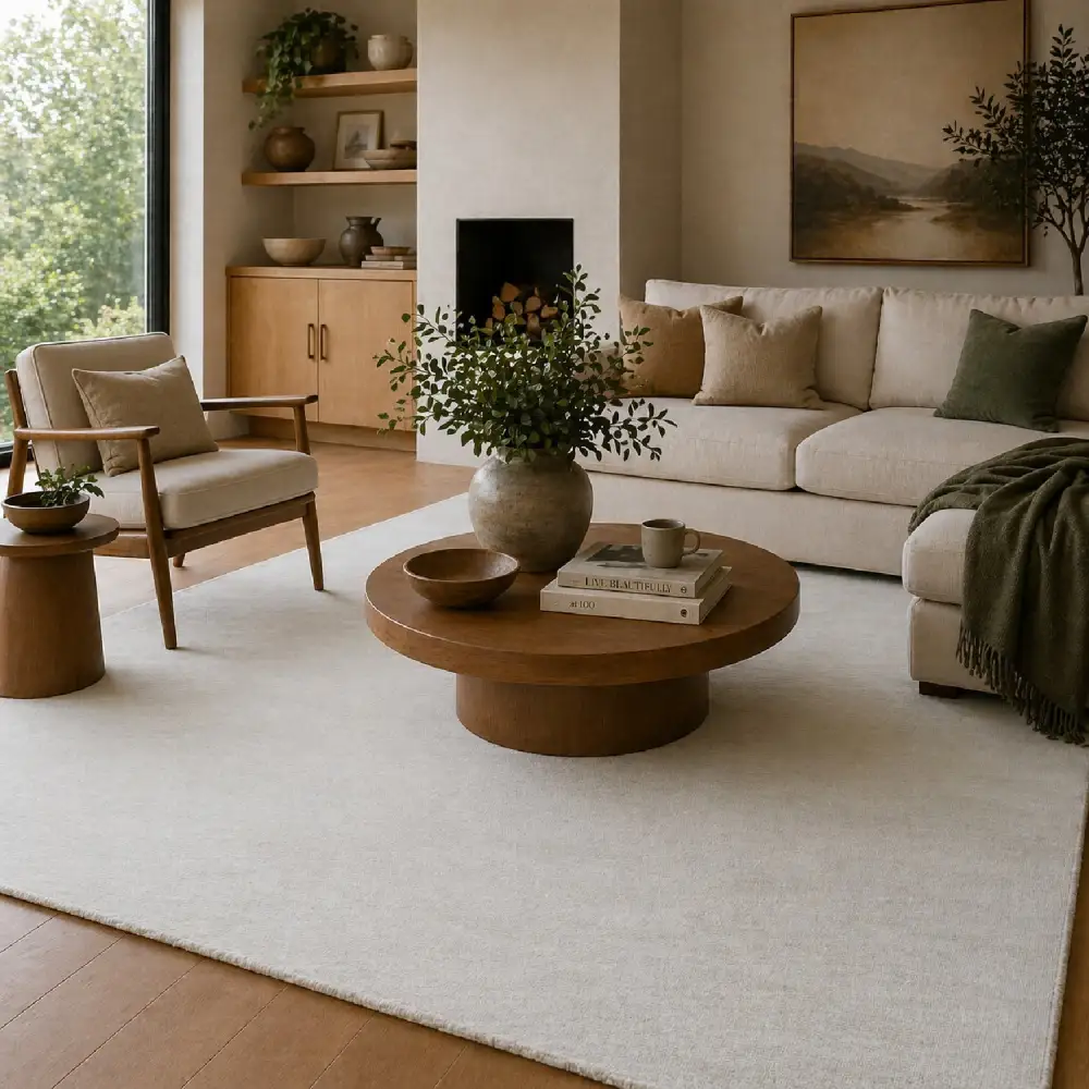 Hand-Knotted Wool Fringed Carpet