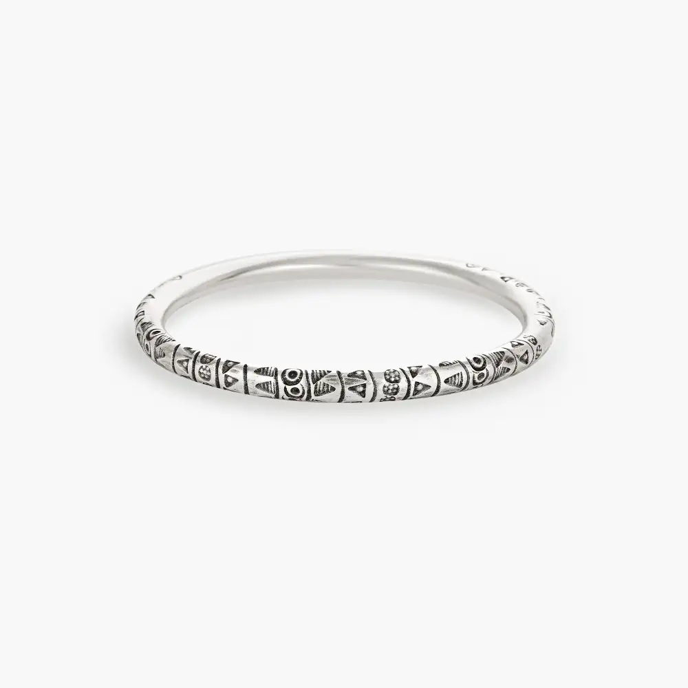 Dreamtime Etched Silver Bangle
