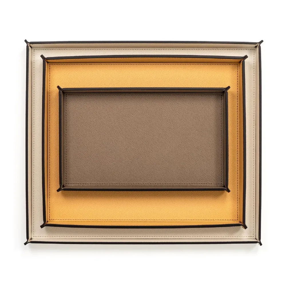 Rectangular Calfskin Leather Tray