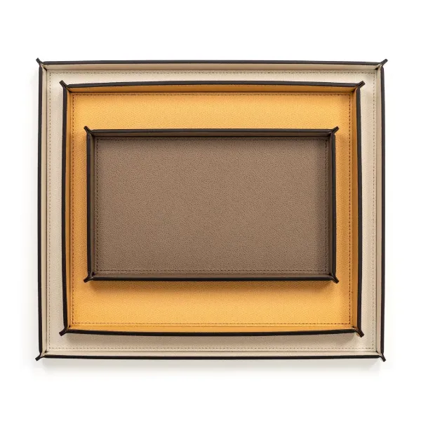 Rectangular Calfskin Leather Tray