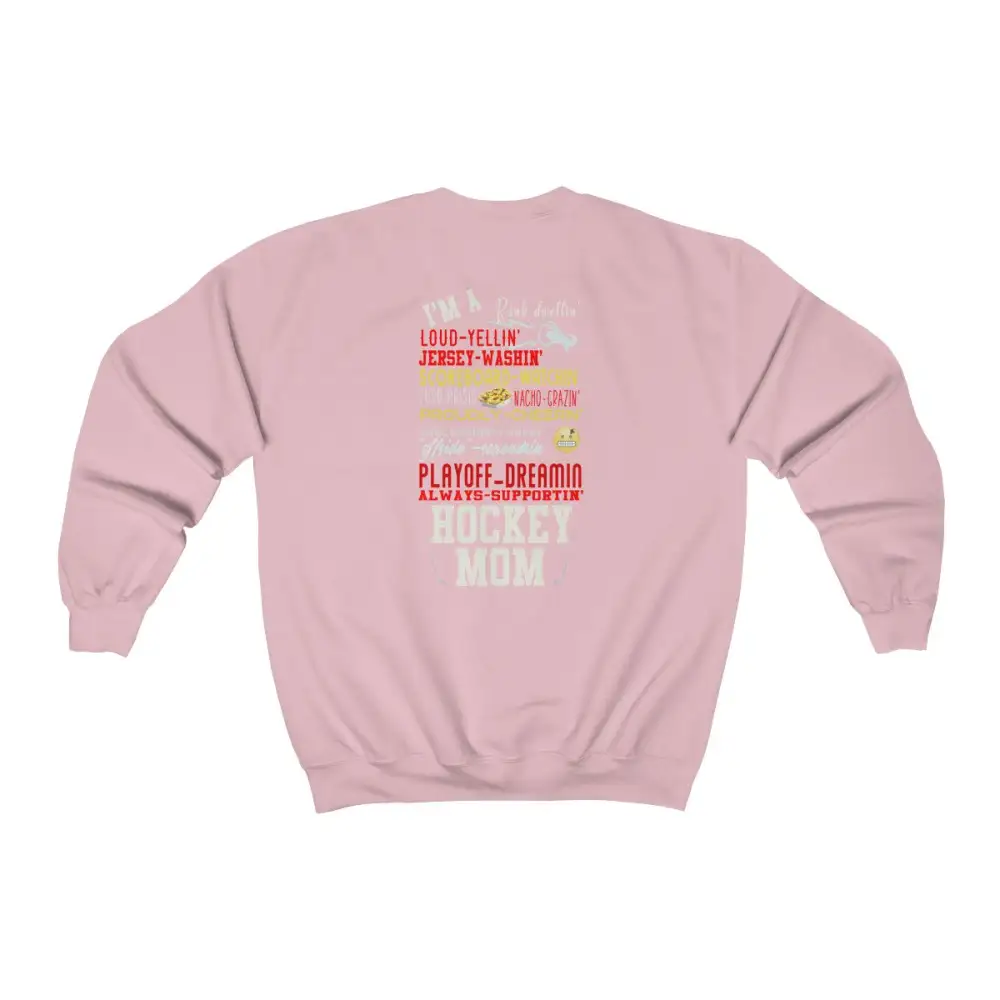 Mom Support Back Print Hockey Graphic Crewneck Sweatshirt