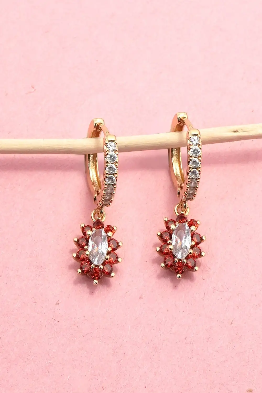 Sparkling Floral Bloom Crystal Huggie