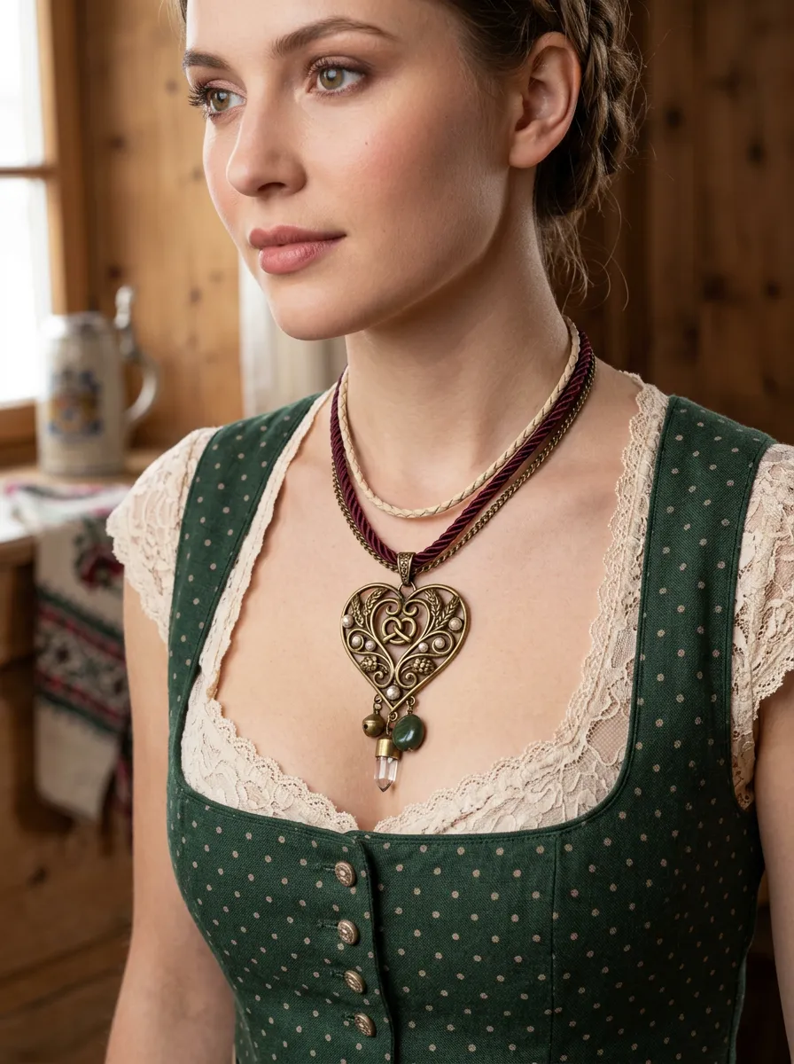 Heart Pendant Women's Bavarian Oktoberfest Necklace