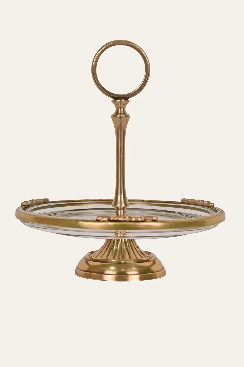 Antique Brass Glass Cake Stand