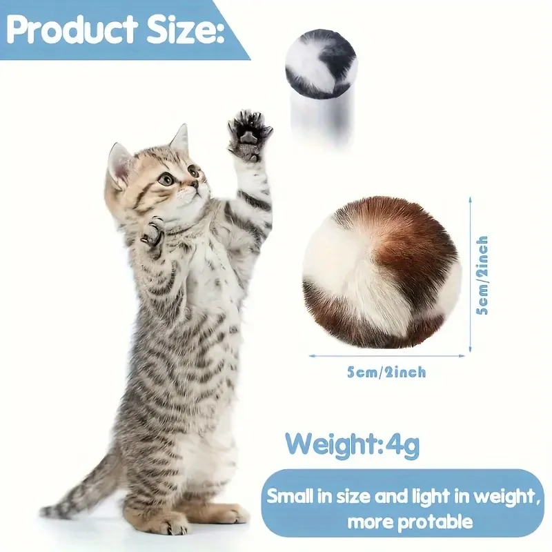 3 Pcs Cat Faux Fur Ball Toy