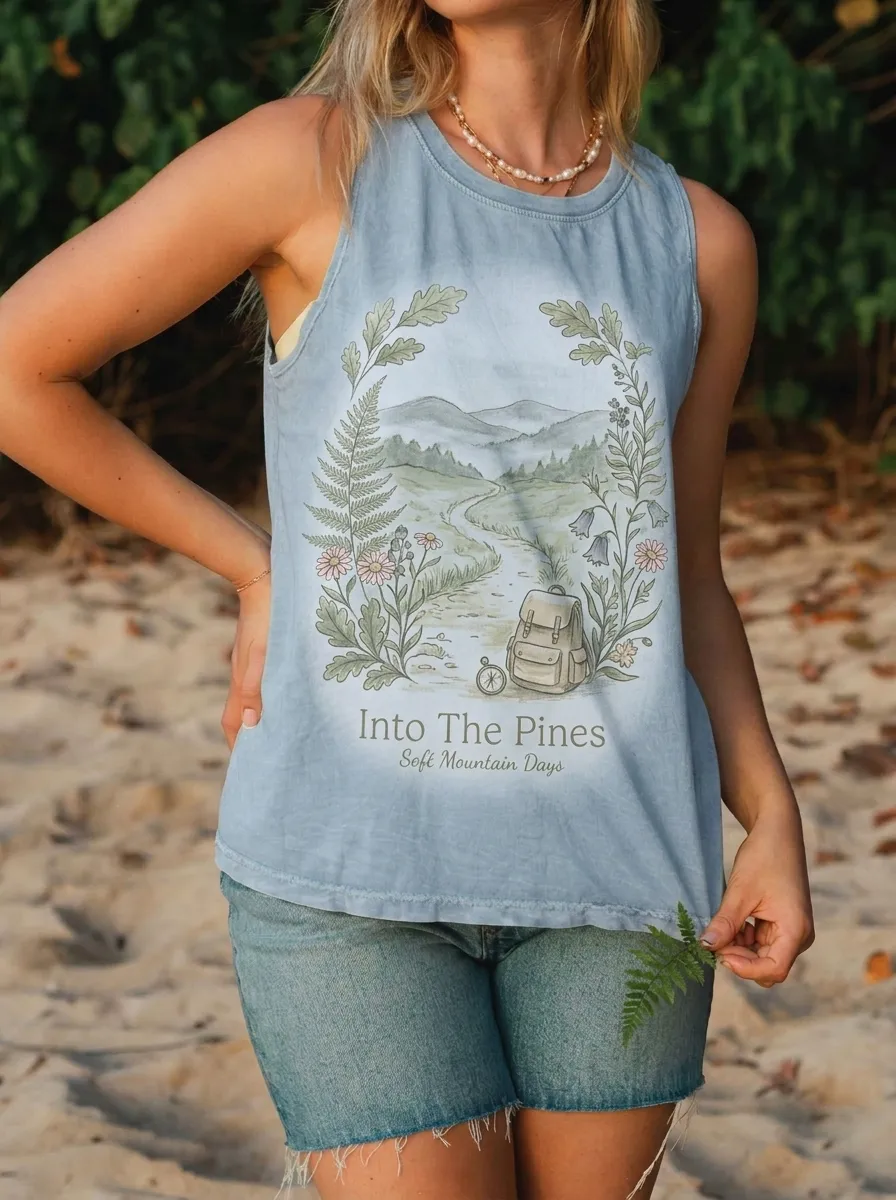 Women's Nature Hiking Lover Mountain Forest Printed Tank Top