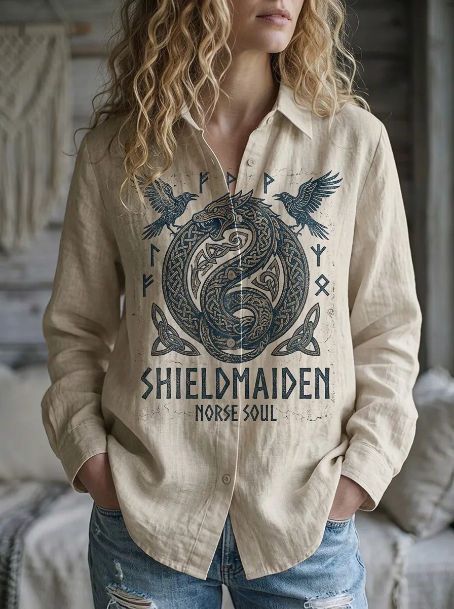 Viking Shieldmaiden Raven Casual Shirt