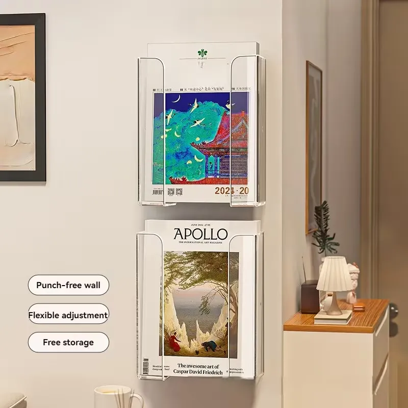 Punch-Free Wall-Mounted Magazine Holder