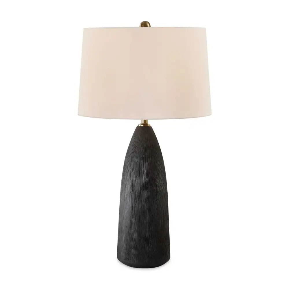 Organic Textured Tapered Ceramic Metal Table Lamp