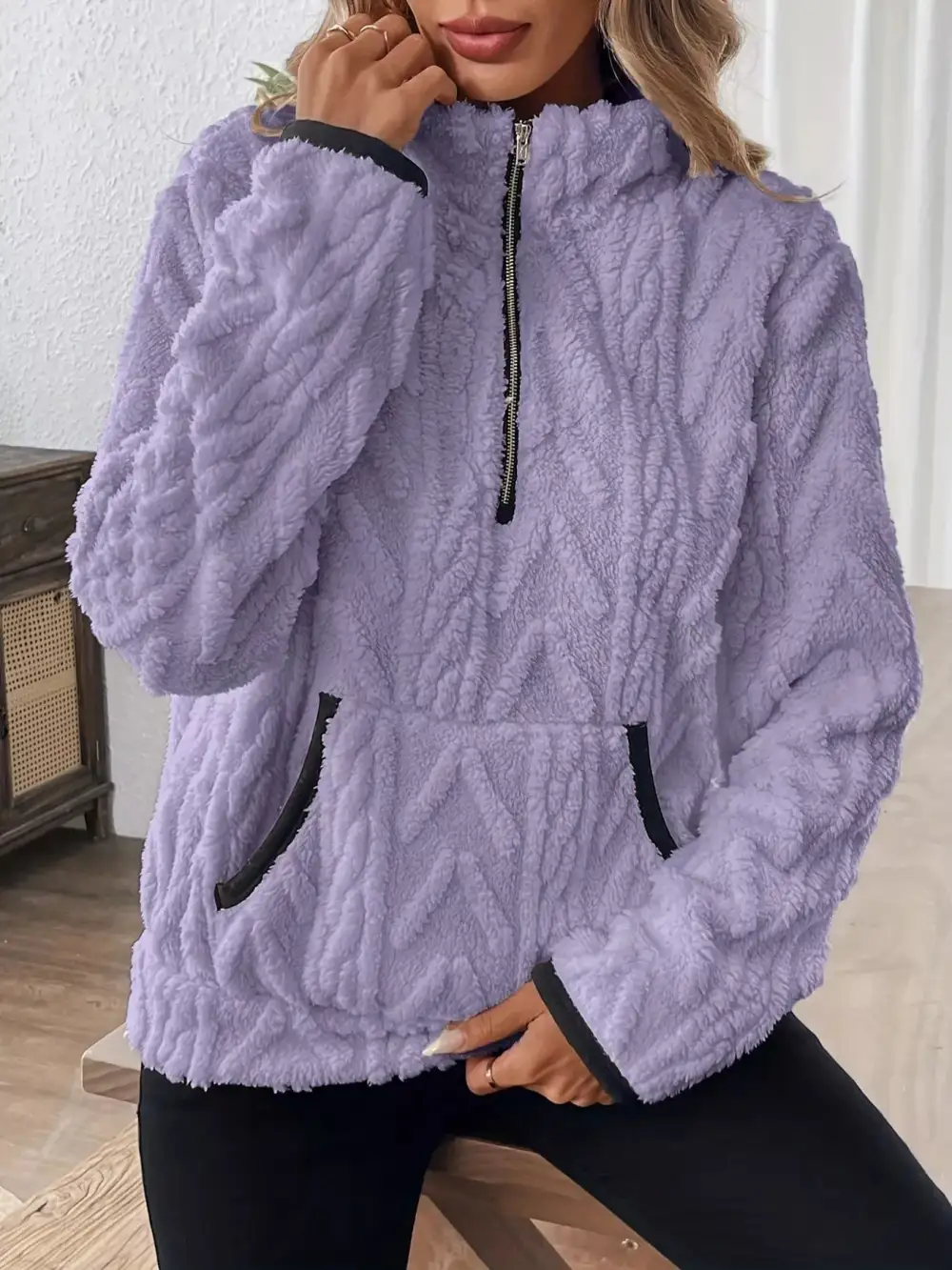 Fleece Half Zip Sweatshirt Plus Size