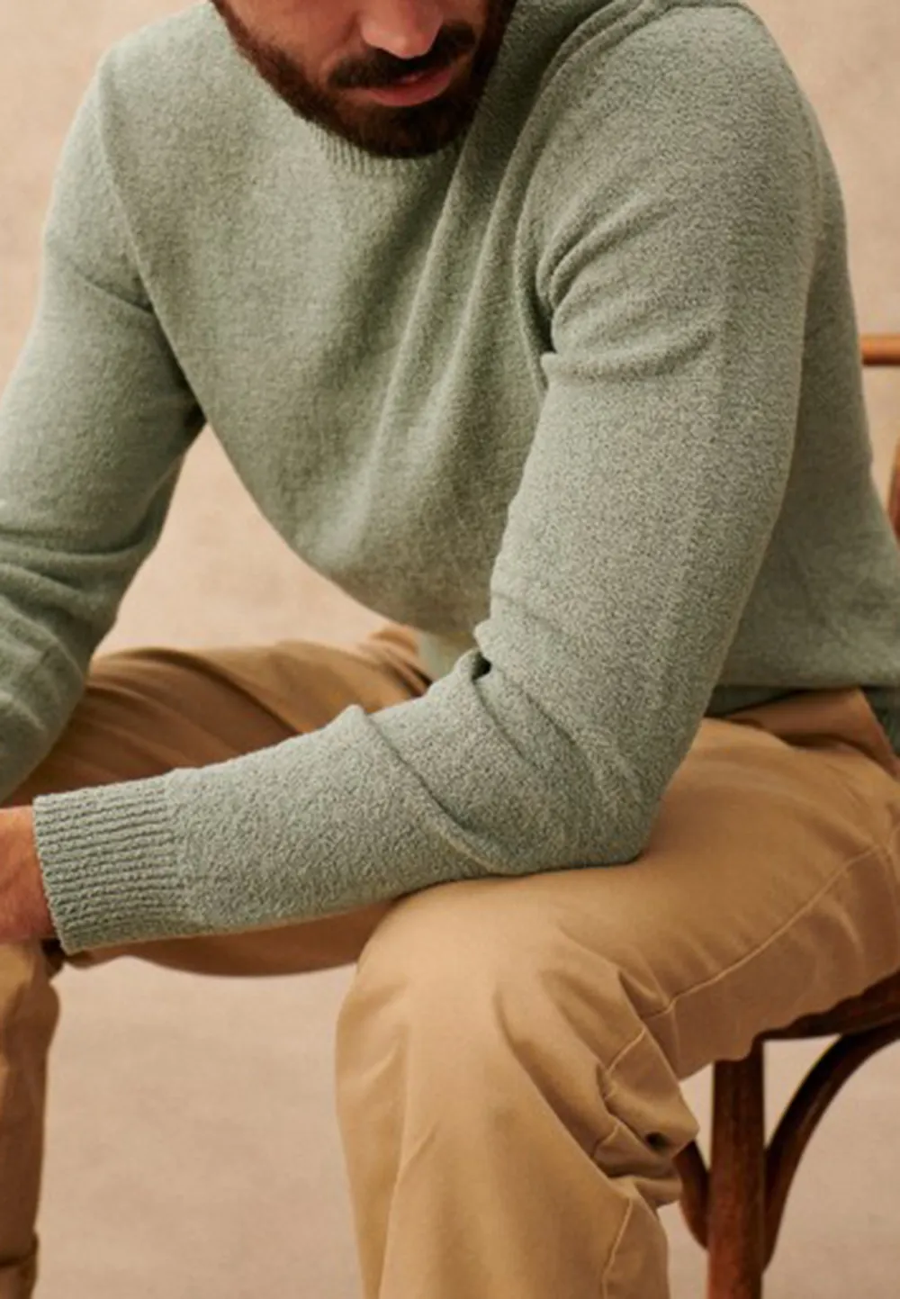 Light Green Relaxed Fit Crew Neck Sweater