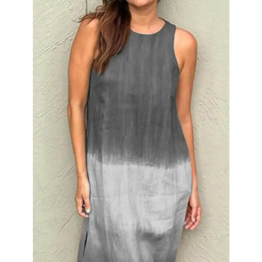 Full Size Sleeveless Gradient Tank Midi Dress Plus Size