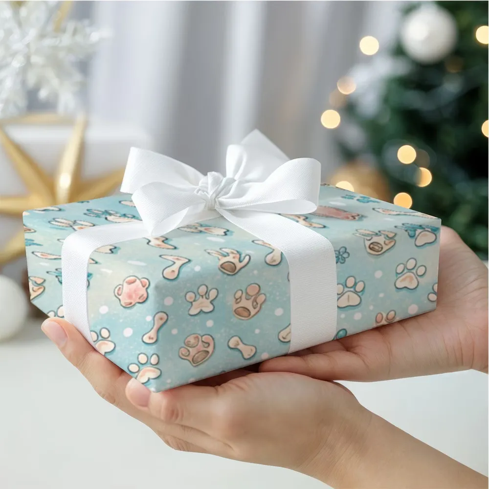 Pastel Paw Print Wrapping Paper