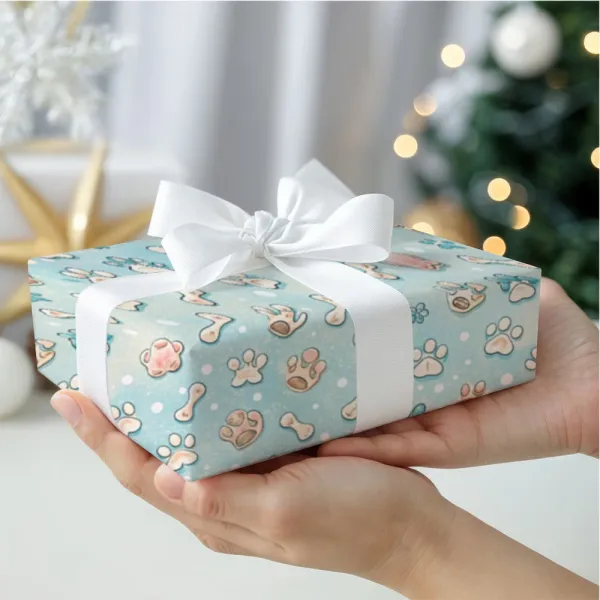 Pastel Paw Print Wrapping Paper