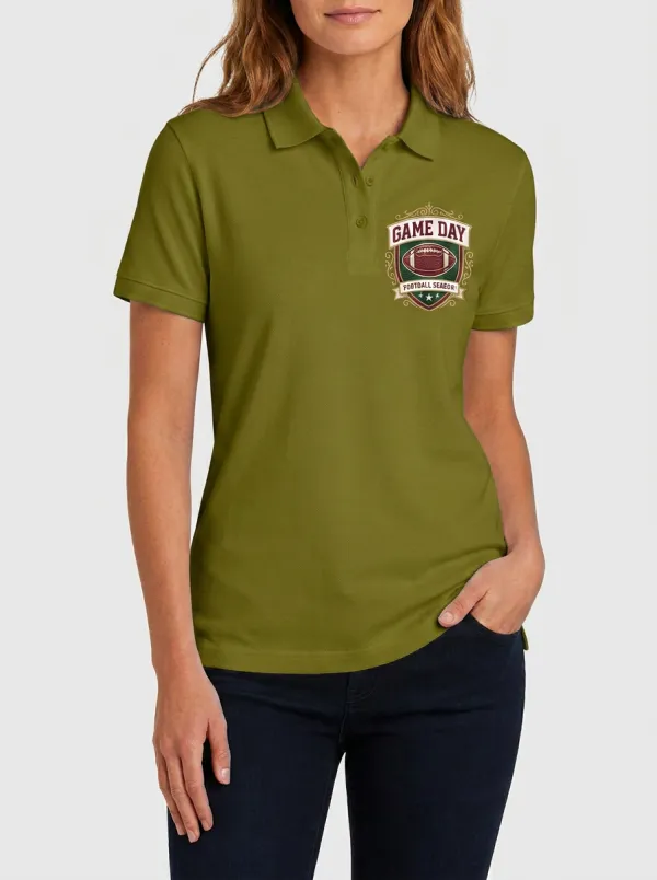 Weekend Football Fan Game Day Shield Graphic Polo Shirt